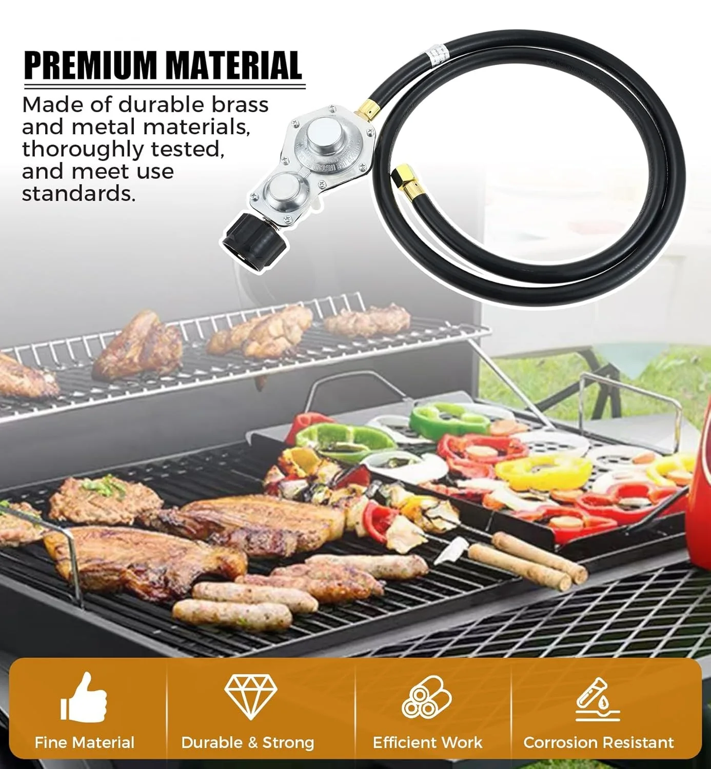 2-Stage Propane Regulator with 5FT Hose QCC1 & 3/8
