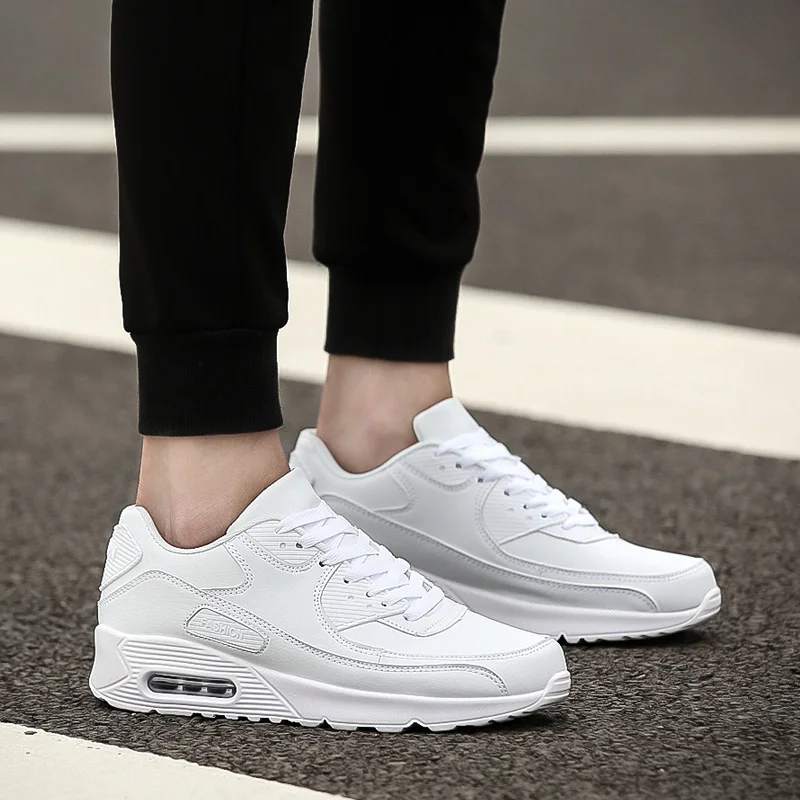 White Sneakers Light Casual Shoe Platform Tennis Shoes Couple PU Air Cushion Sports Shoes Walking Shoes
