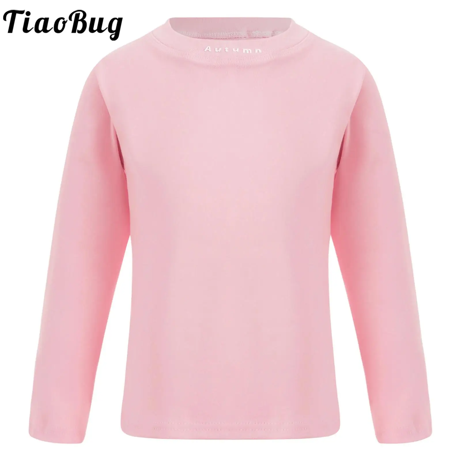 Autumn Winter Kids Girls Casual Long Sleeve Undershirt Loungewear Letter Print Mock Neck Thermal Shirt Solid Soft Underwear Tops