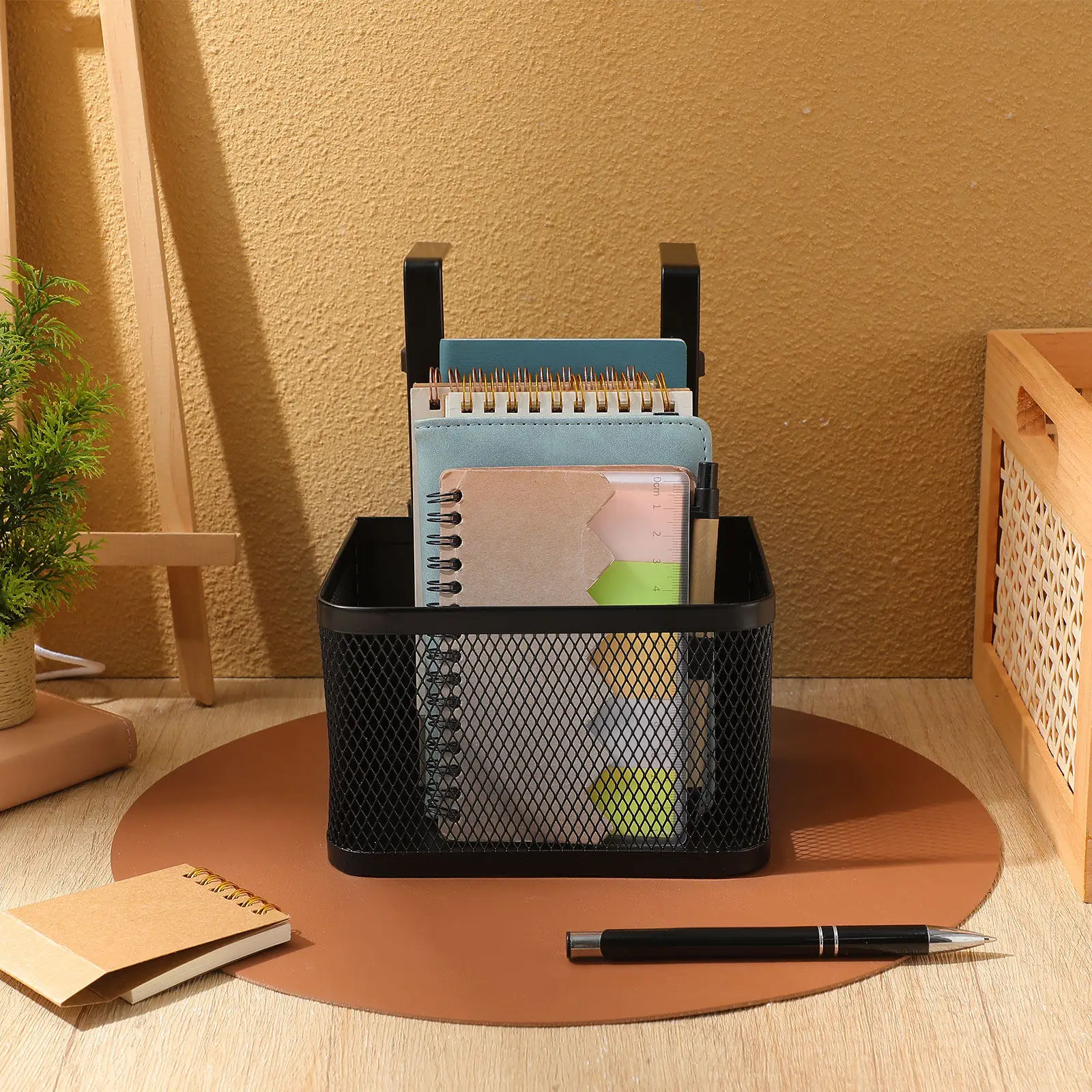 Versatile Under Desk Organizer Clamp on Desk Shelf Storage Basket for Remote Controls Phones Cables Pens Scissors Desktop Cable