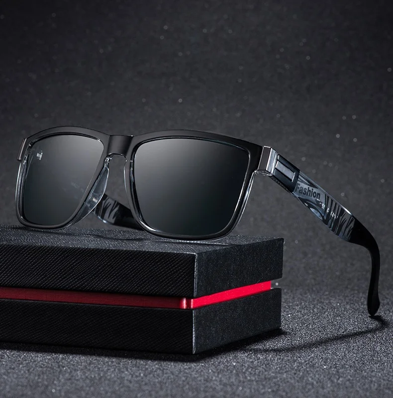 Modische Vintage Quadratische Sonnenbrille für Männer und Frauen, Luxus-Markendesigner-Sonnenbrille zum Fahren und Angeln, Fahrer-Brillen – Detail 3
