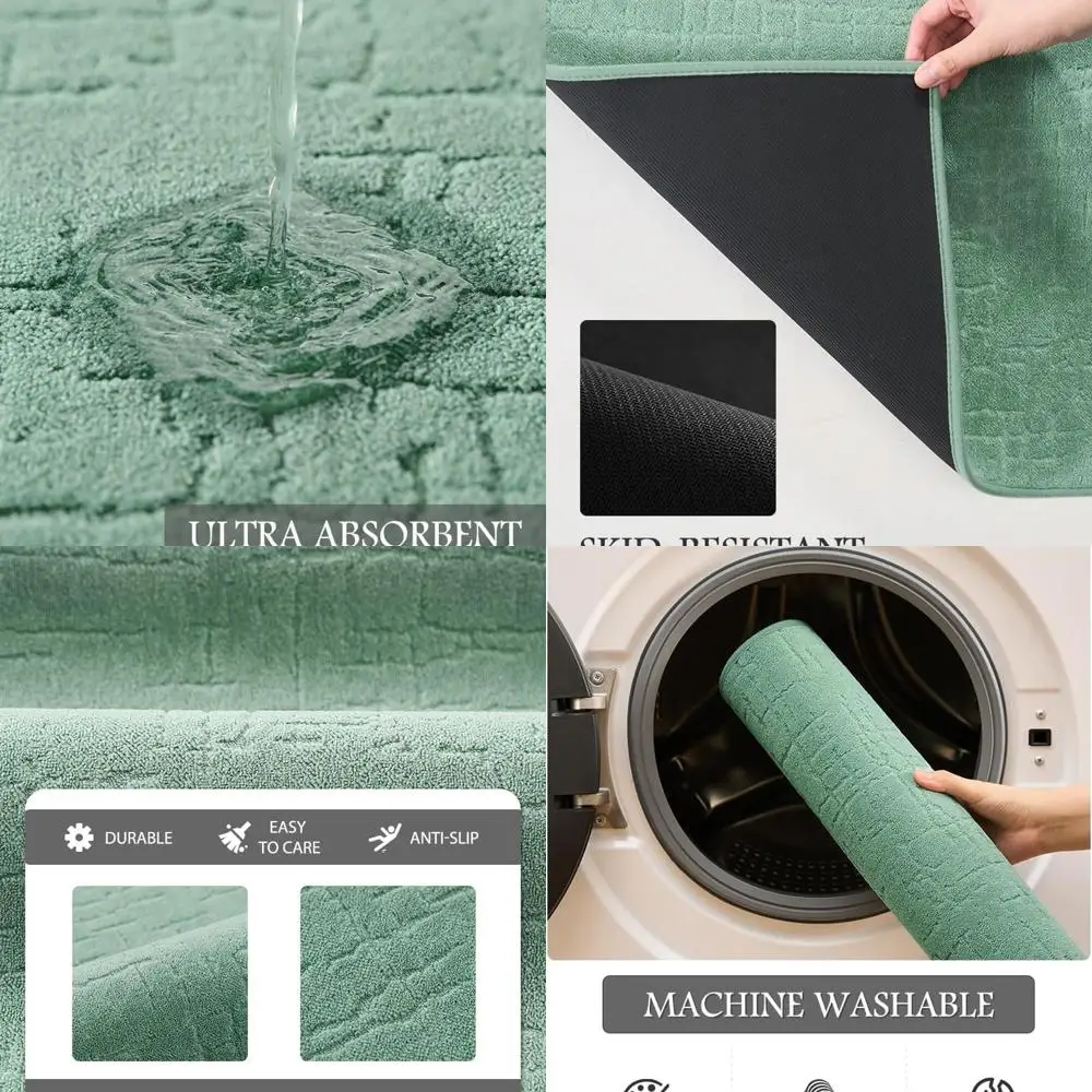 

Quick-Drying Absorbent Bathroom Mat, 24x48, Washable Rubber Backing, Suitable for Under Door, Ideal for Sink, Bathtub, Shower Ar