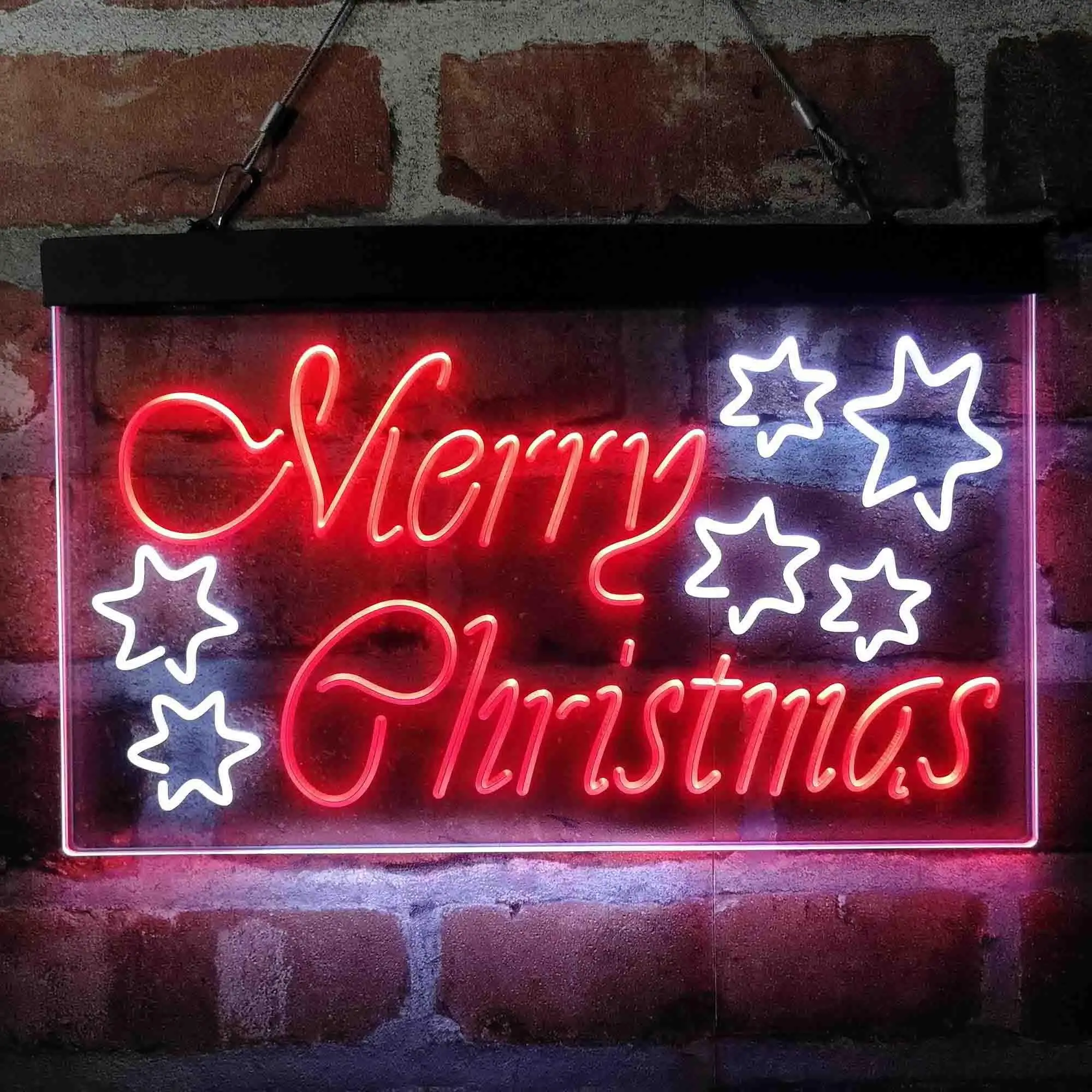 

Merry Christmas Stars Dual Color Led Neon Sign st6-i4117