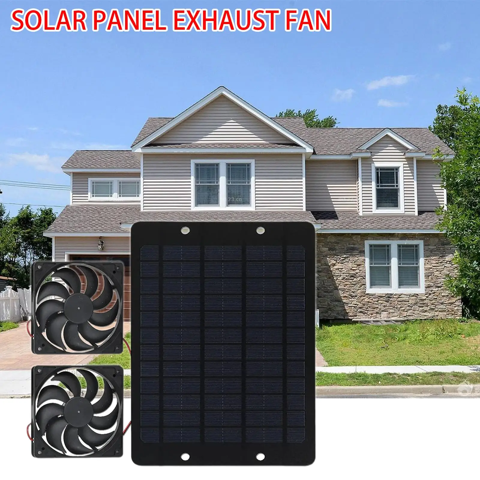 Solar Exhaust Fan Ventilation Outdoor Panel Driven Kennel RV Greenhouse Easy to Install Chicken Coop 12v Portable Ventilator Pet