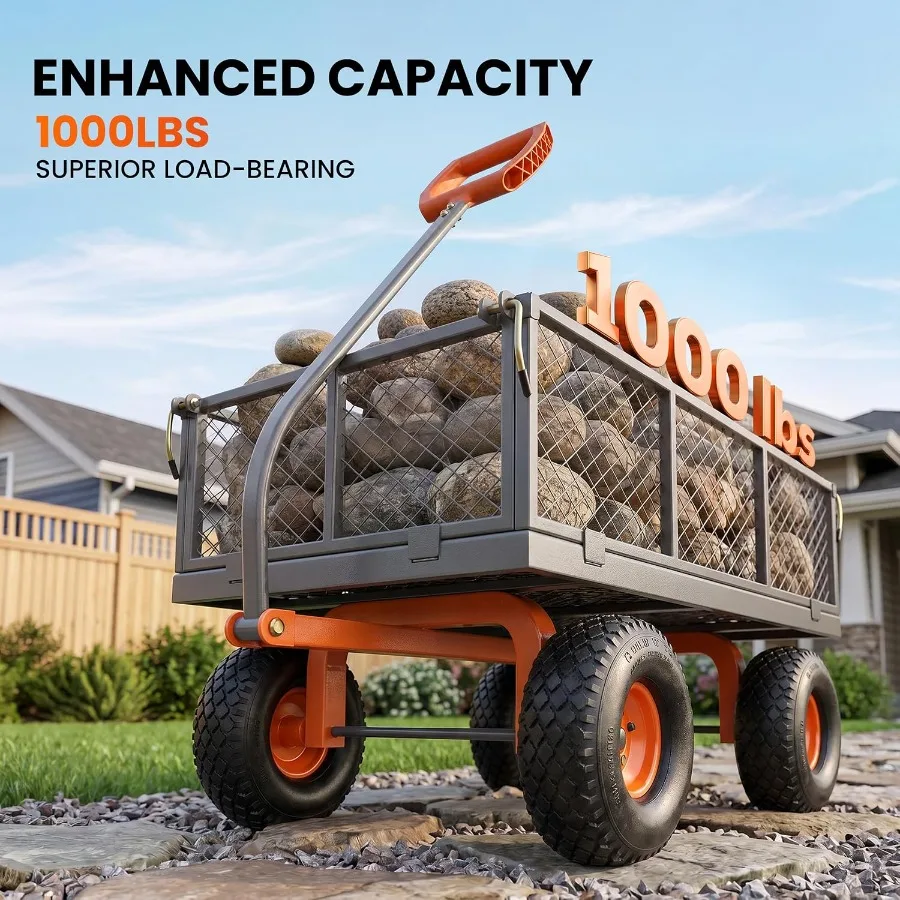 Steel Garden Cart 1000 Lbs Capacity with 10
