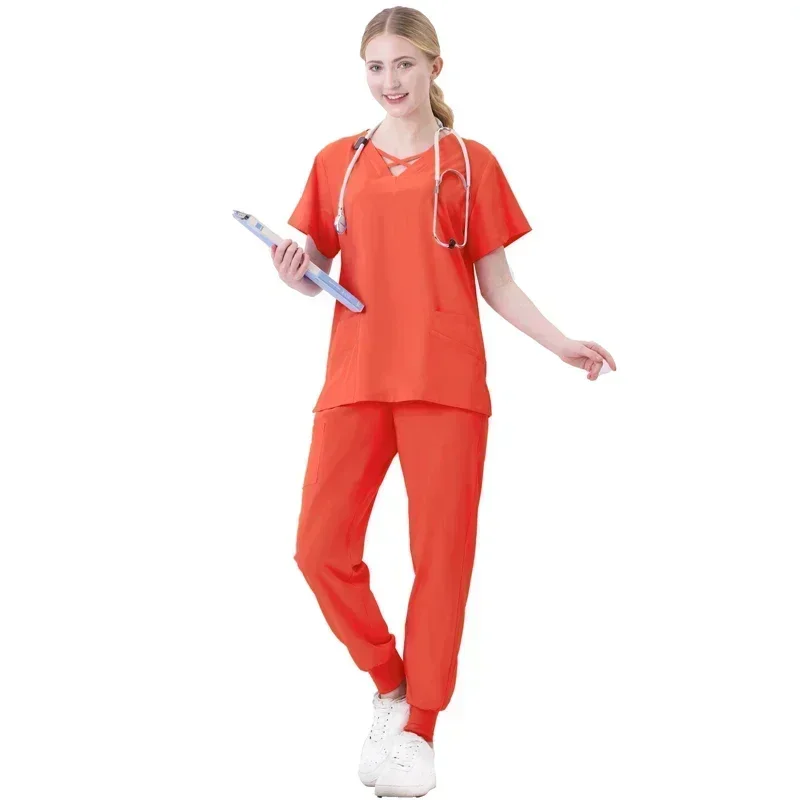 Uniforme médico de Hospital para mujer, conjunto de marca con patrón médico, uniformes médicos de diseñador, clínica Dental, Spa de belleza