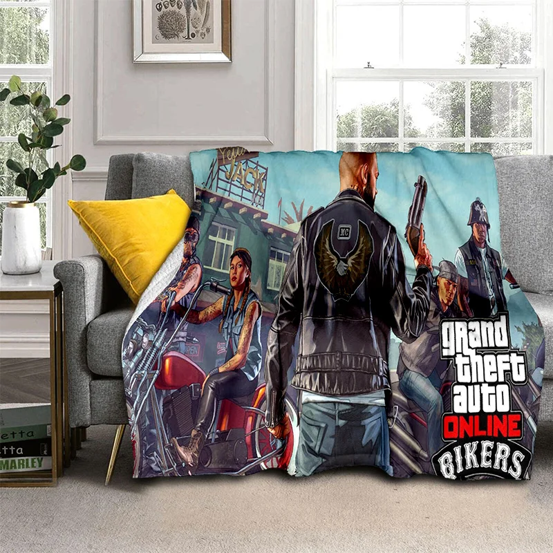 3D GTA  Grand Theft Auto Games Gamer Blanket,Soft Throw Blanket for Home Bedroom Bed Sofa Picnic Travel Office Cover Blanket Kid