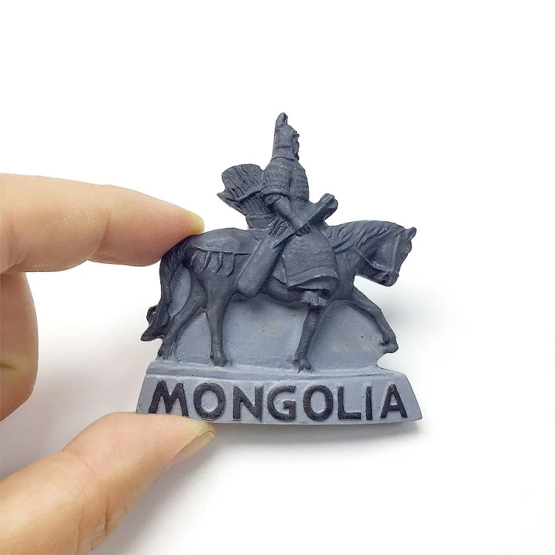 

Creative 3D Black and Gray Mongolian Statue Cultural Creative Magnetic Fridge Magnet Travel Souvenir Home Decoration