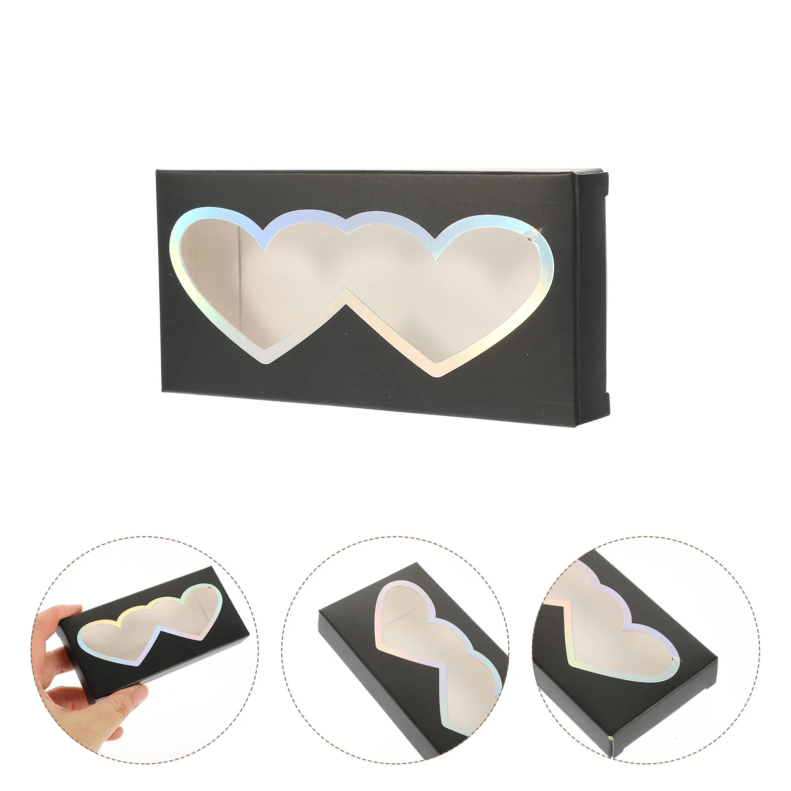 

50 Pcs Heart Shaped Eyelash Box Fake Eyelashes Storage Case Packaging Curler Paper False Organizer