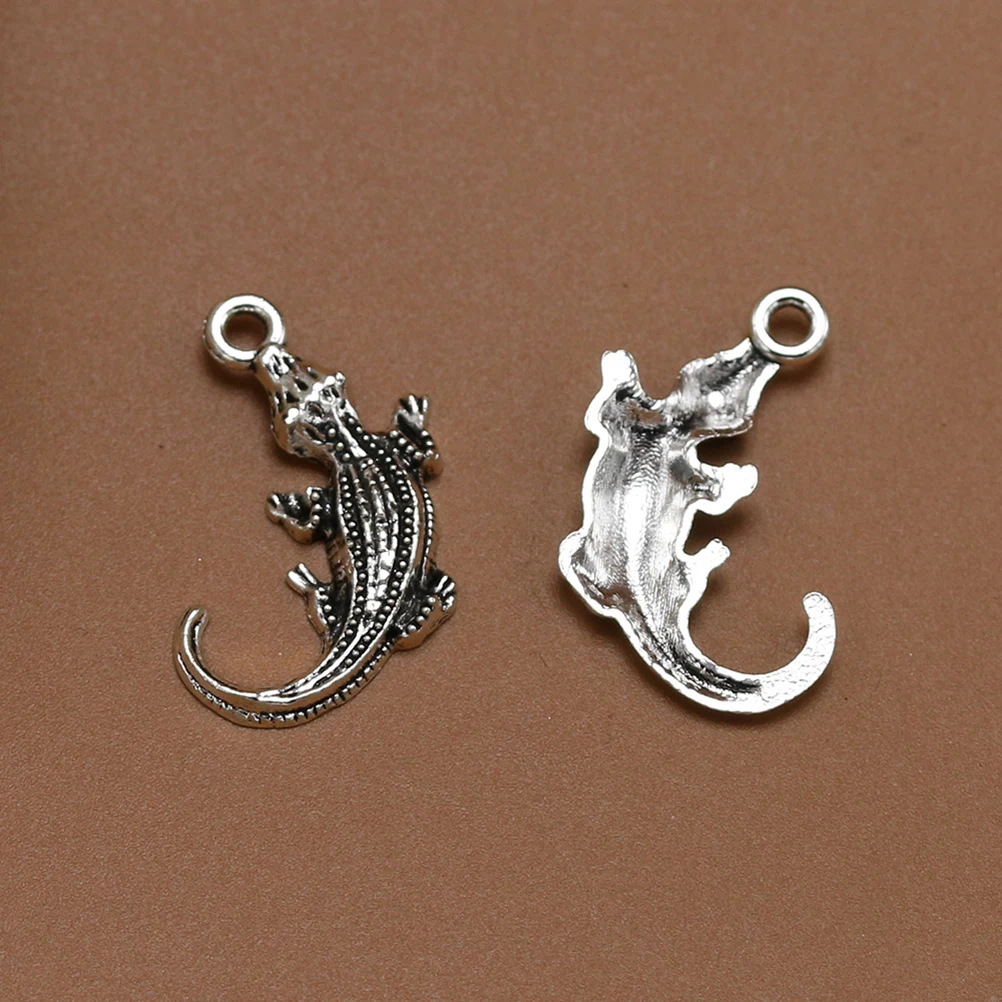 

20pcs Crocodile Gecko Alloy Pendant Charm DIY Jewelry Making Silver Color Necklace Bracelet Earrings Accessories Gift