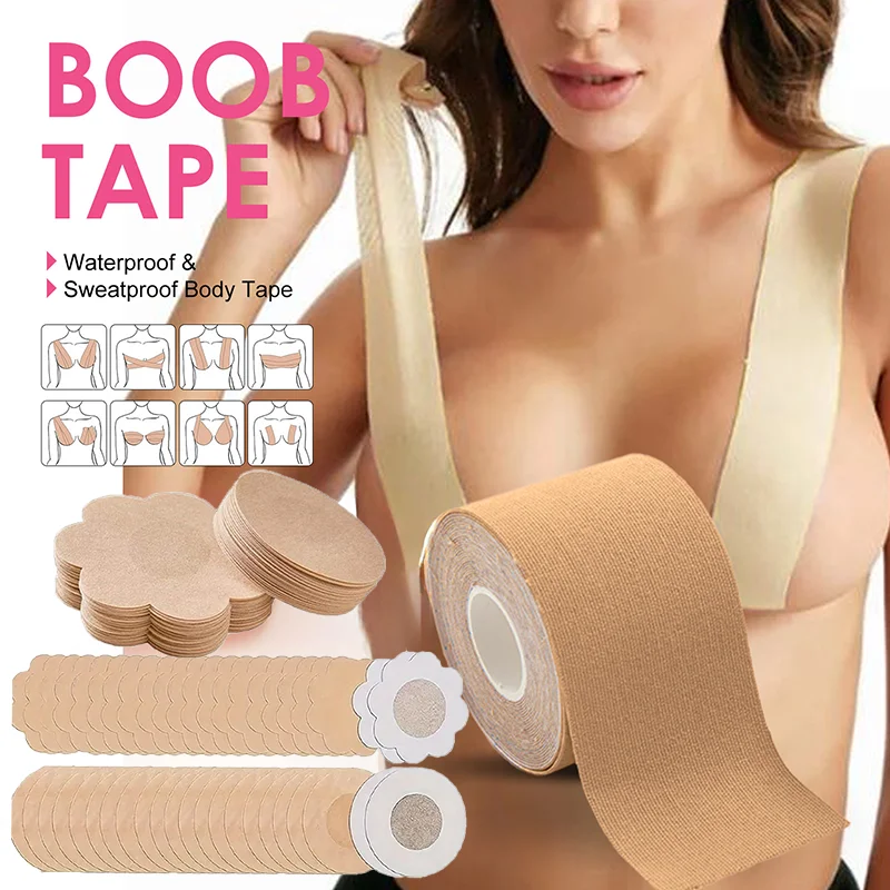 5M Taśma do sutków Biustonosze Push Up Bralette Samoprzylepna taśma do podnoszenia piersi Wielokrotnego użytku Oddychająca taśma do klatki piersiowej Akcesoria do biustonosza