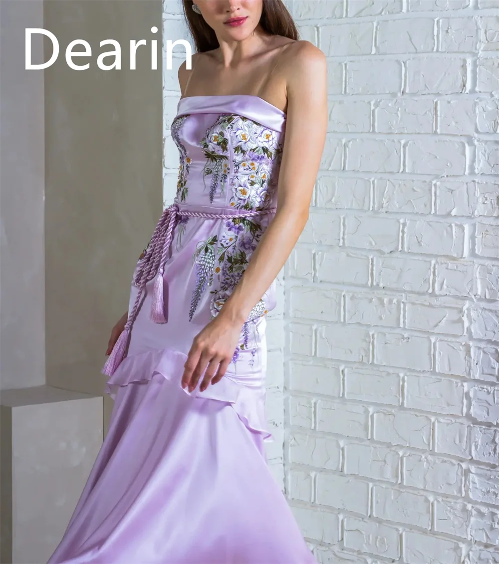 Customized Evening Dress Prom Gown Party Occasion Formal YPMWZX Strapless A-lineAnkle Length Skirts Ribbon Bespoke  Dres