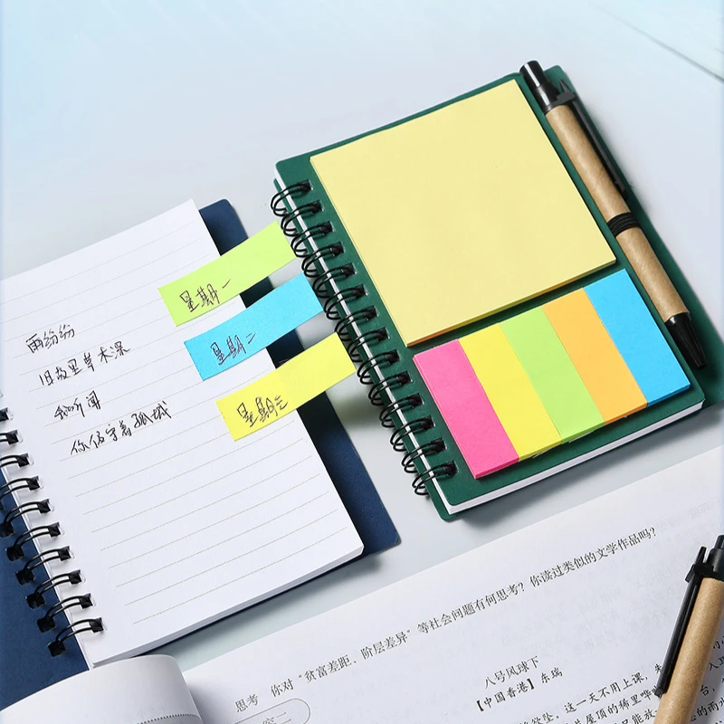 

Блокнот с ручкой, спиральная книга, катушка, внутренняя страница, блокнот, цветные индексные вкладки, маркеры страниц, обложка из крафт-бумаги для школьного офиса