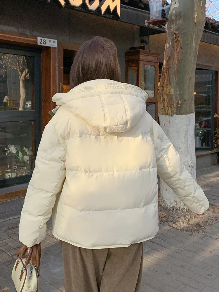 Vielleicht New Windproof Down Cotton Padded Short Women\'s Winter Clothes Korean Style Hooded Puffer Jacket Coat Outwear Female