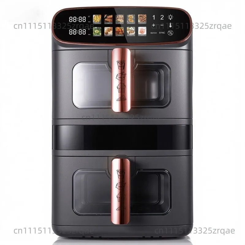 R.5383 12L New Air Fryer 6L+6L Double Stack Dual Drawer Air Fryer with 2 Pots