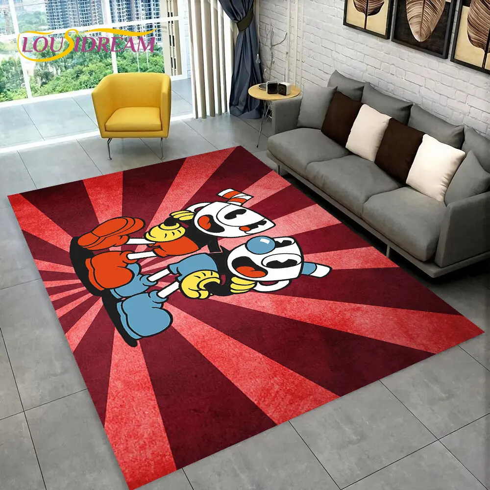 Game,Cuphead and Mugman,Gamer Area Rug,Carpet Rug for Living Room Bedroom Sofa Doormat Decoration, Kids Play Non-slip Floor Mat - Image 6