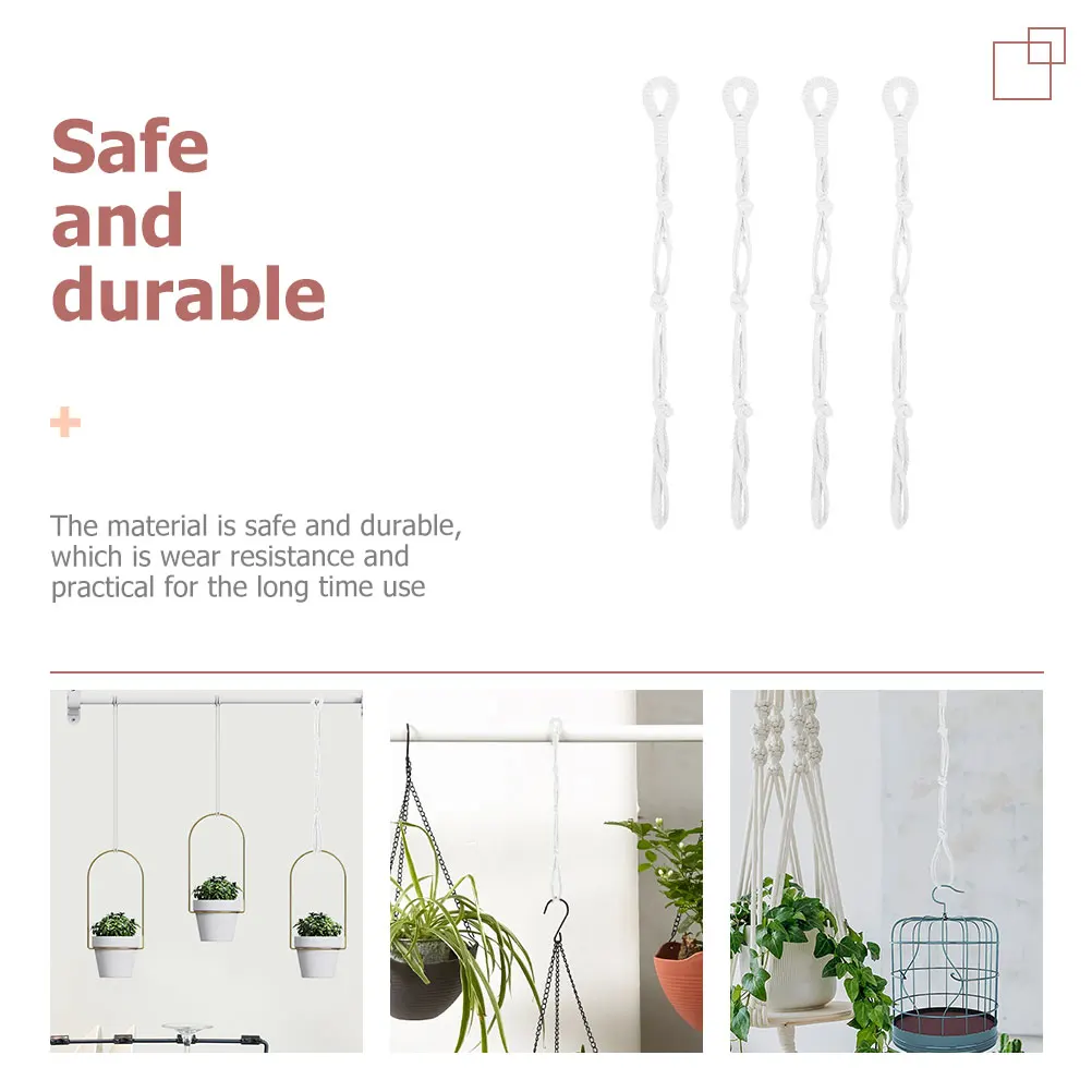 

4 Pcs Plant Hook Extender Pulleys for Hanging Plants Basket Macrame White Jute Planter