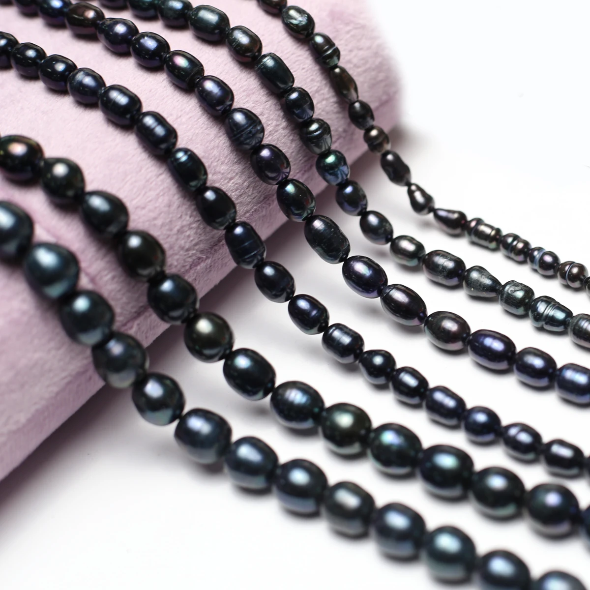Natürliche schwarze Perlenperle in Reisform, lose Distanzperlen für die Herstellung von Schmuck, DIY-Armband, Halskette, Zubehör, 3–9 mm – Detail 8