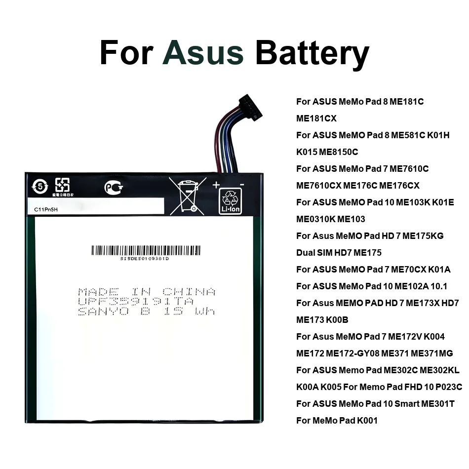 

Аккумулятор для Asus MemoPad FHD HD me302c TF303 8 7 me172v me175kg me7610c 10 me102a me103k p023c 10.1 C11P1314 C12P1301 C11P1304