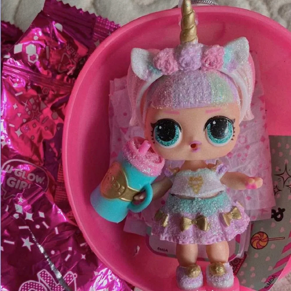 Original Lols Glitter Unicorn Dolls with Whole Set Accessories Clothes Bottle Headband Shoes Limited Collection Toys Girls Gift