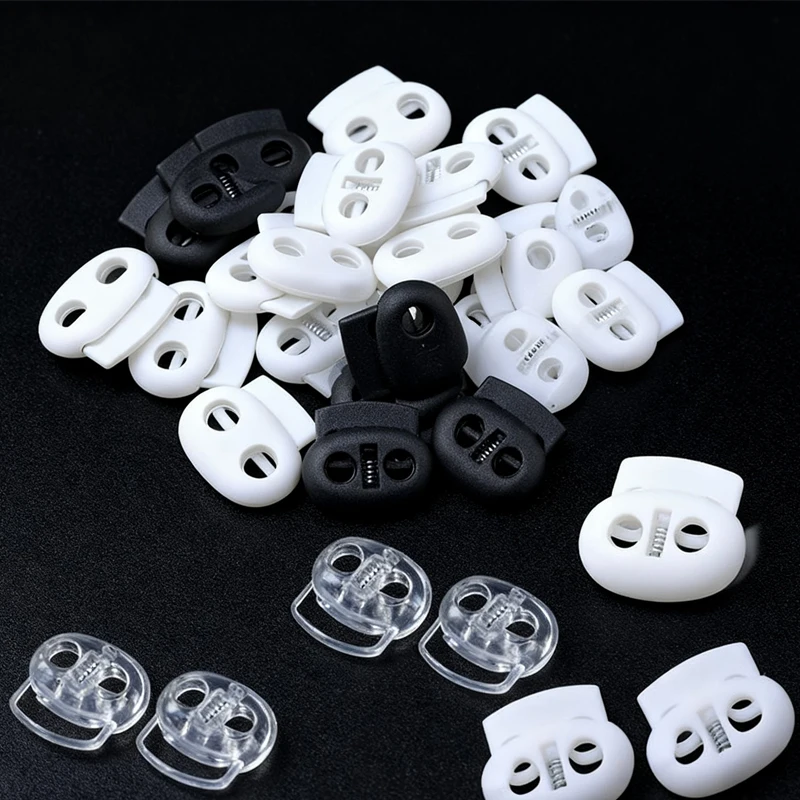 

300Pcs 4mm-5.5mm Twin Hole Plastic Stopper Cord Lock Bean Drawstring Toggle Clips Apparel Shoelace Sportswear Button Accessorie