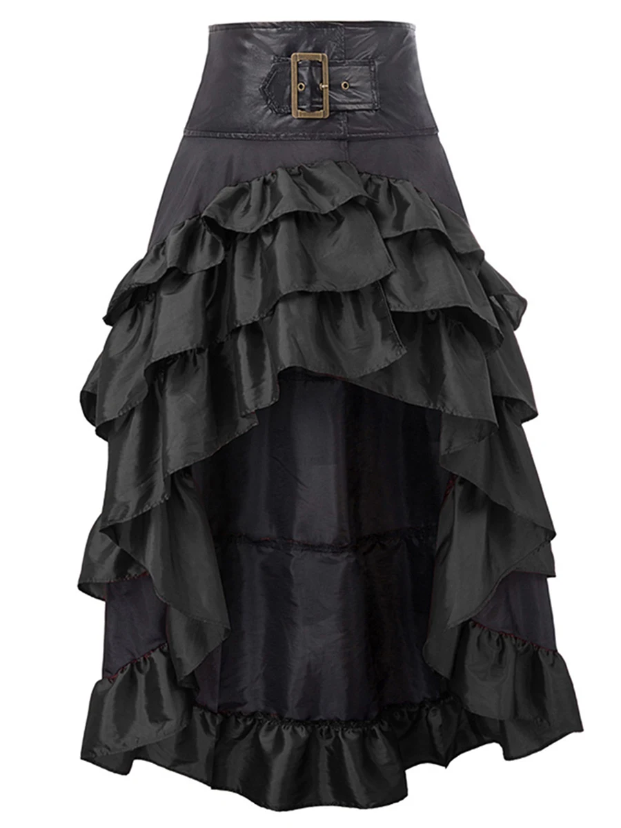 

Women s Gothic SteamPunk Skirt Medieval Renaissance Style High-Low Belted Skirt Victorian Skirt Costume