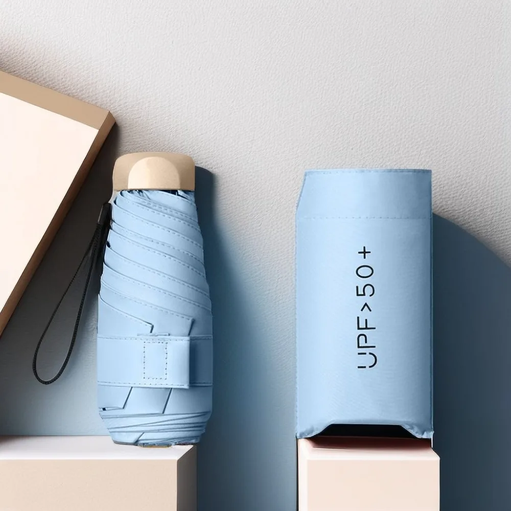 

Мини-карманный портативный зонт, ветрозащитный мини-зонтик от солнца, универсальное обновление, легкий водоотталкивающий плоский дизайн, зонт