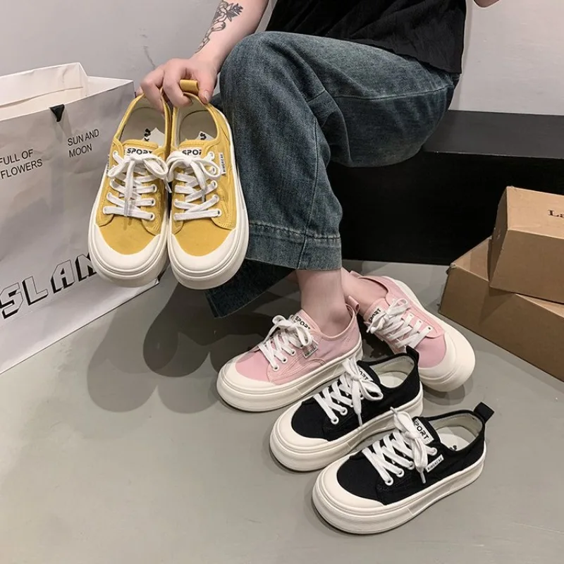 

4cm Thick Soled Canvas Shoes 2026 Spring New Versatile Height Increasing Casual Sports Shoes Breathable White Shoes for Women 신발