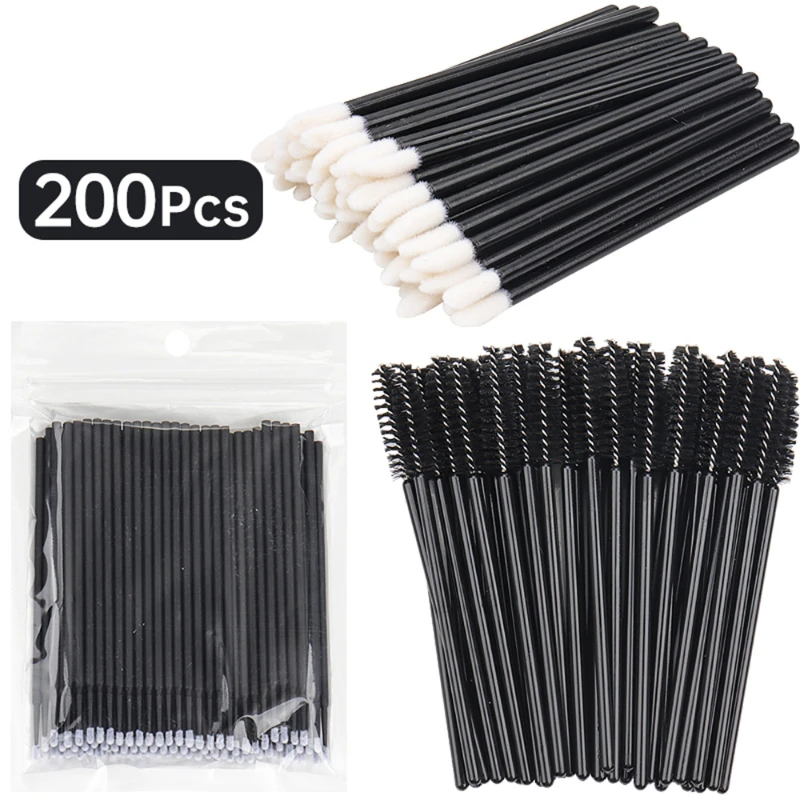 200pcs 속눈썹 연장 특수 속눈썹 제거 브러시 마이크로 브러시 속눈썹 브러시 속눈썹 연장 도구에 대 한 립 라인 코 튼 브러쉬