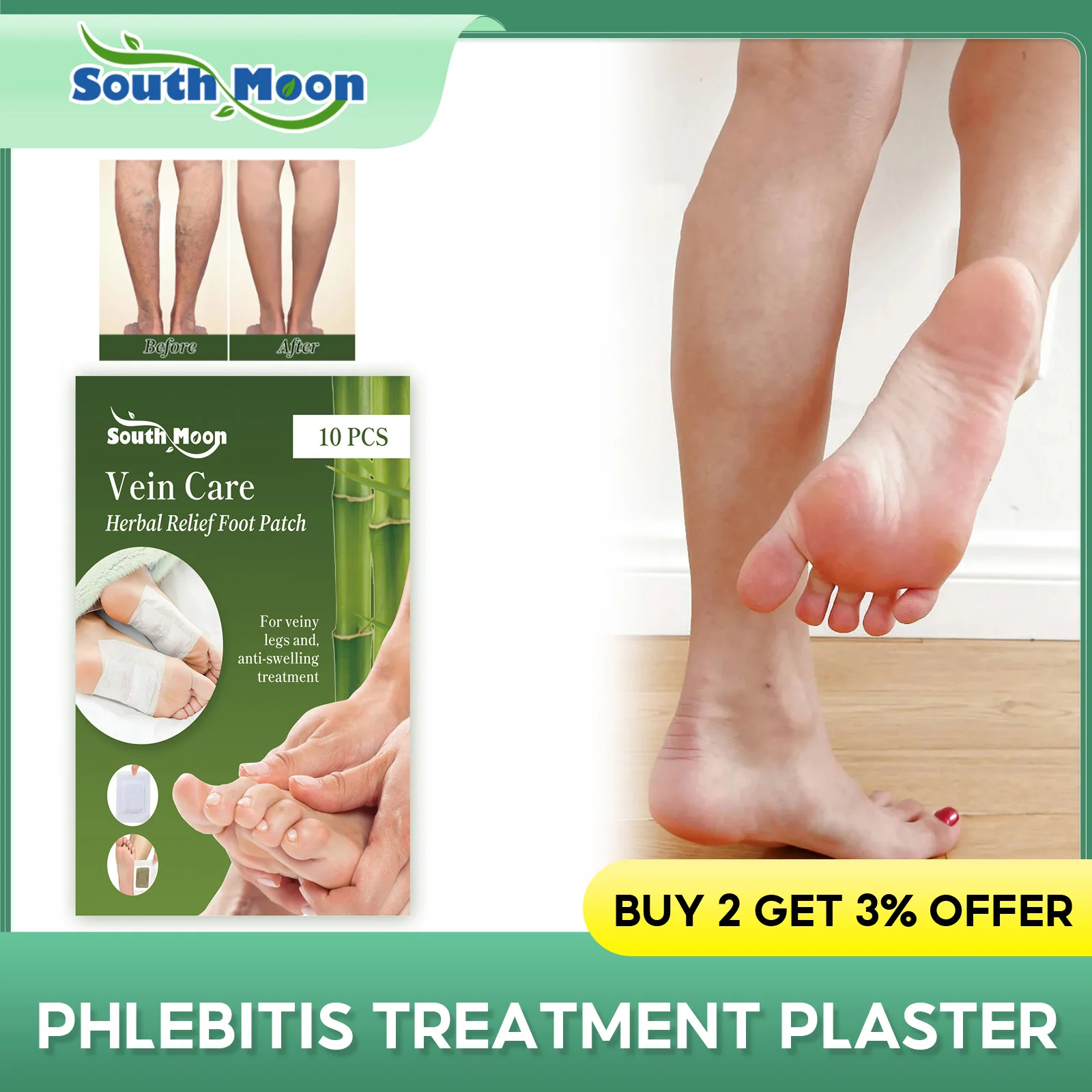 

Phlebitis Foot Patch Vasculitis Treatment Improve Vessel Dilated Remove Spider Pain Anti Swelling Varicose Veins Relief Plaster