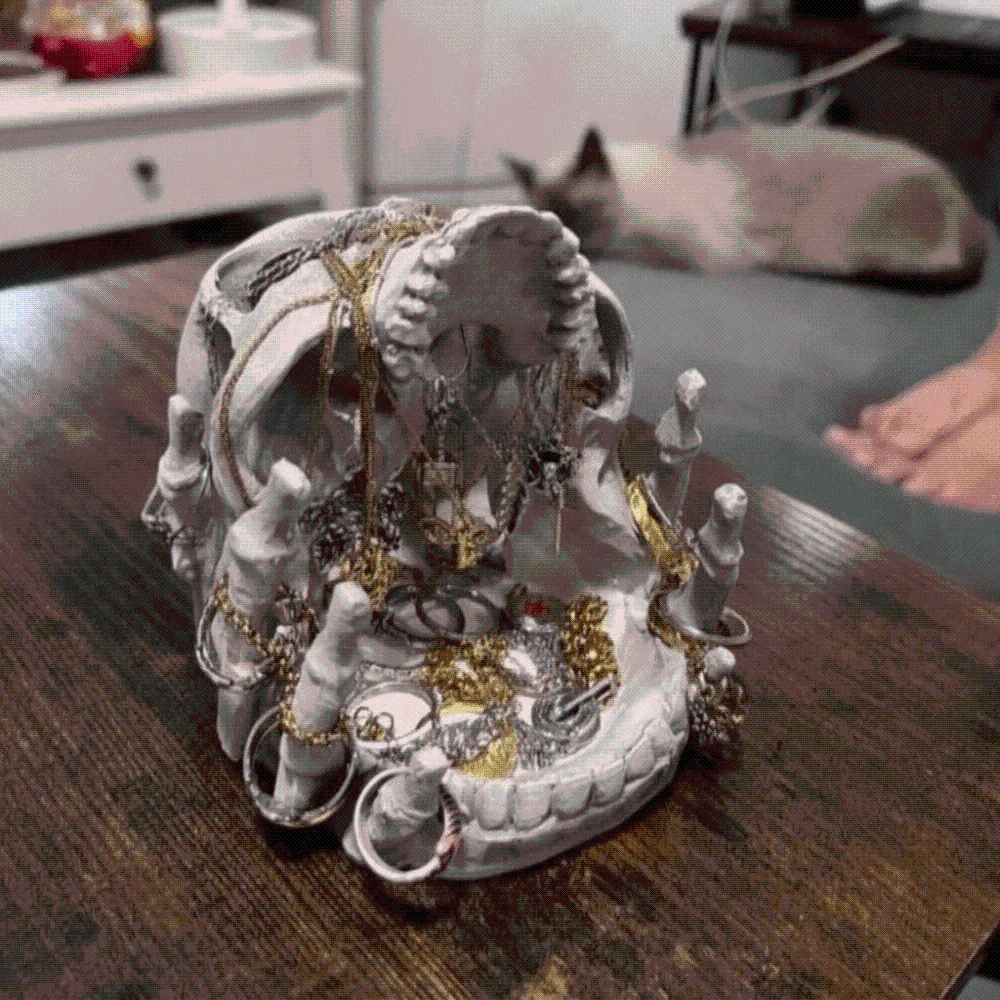 Resin Skeleton Head Jewelry Holder Multifunctional Realistic Gothic Skull Key Holder Durable Handcrafted Spooky Skull Head Bowl