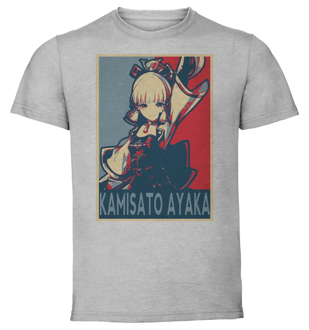 T-Shirt Unisex Grey Propaganda Genshin Impact Kamisato Ayaka SA0849