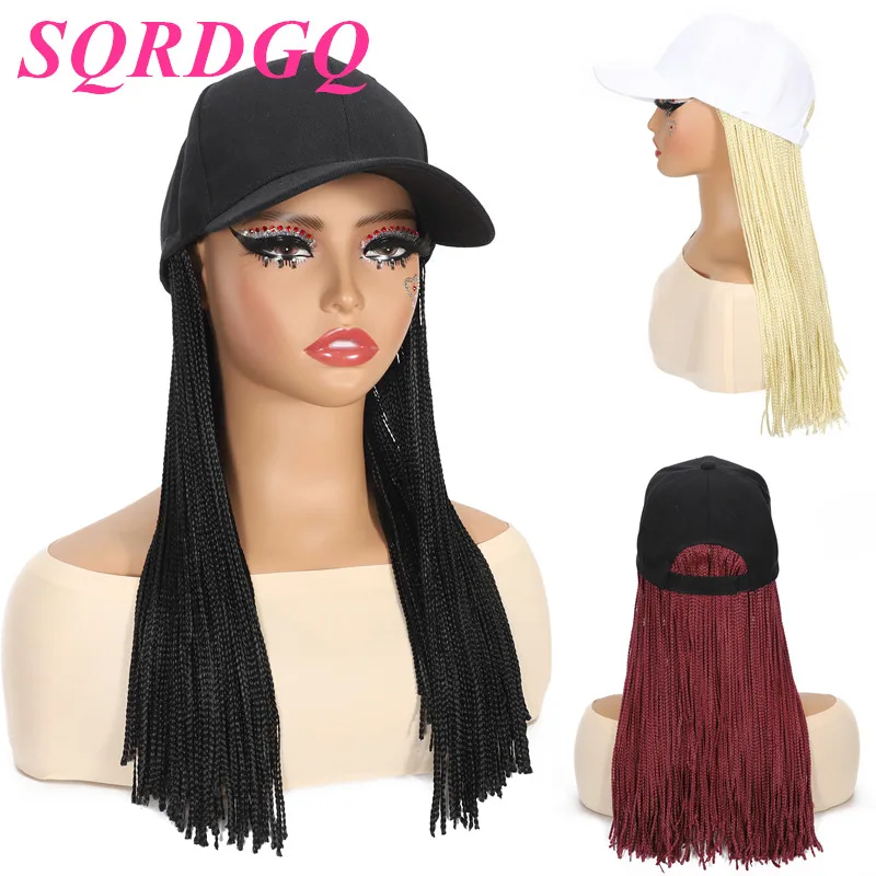 

SQRDGQ синтетические плетеные волосы, шляпа, парики для женщин, 14 дюймов, черные, светлые, плетеные наращивания с бейсбольной кепкой, женские парики