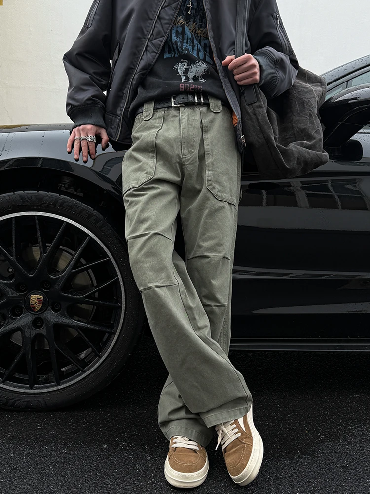 

Mancher, свободные повседневные брюки в американском стиле ретро, мужские модные брендовые расклешенные брюки для рабочей одежды, длинные брюки Cleanfit для отдыха...