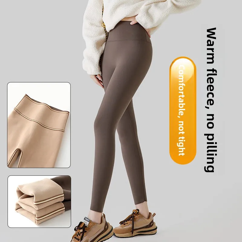 Cintura alta fce forrado calças de yoga feminino ajuste apertado camada base calças arca outono inverno outerwear plus size emagrecimento