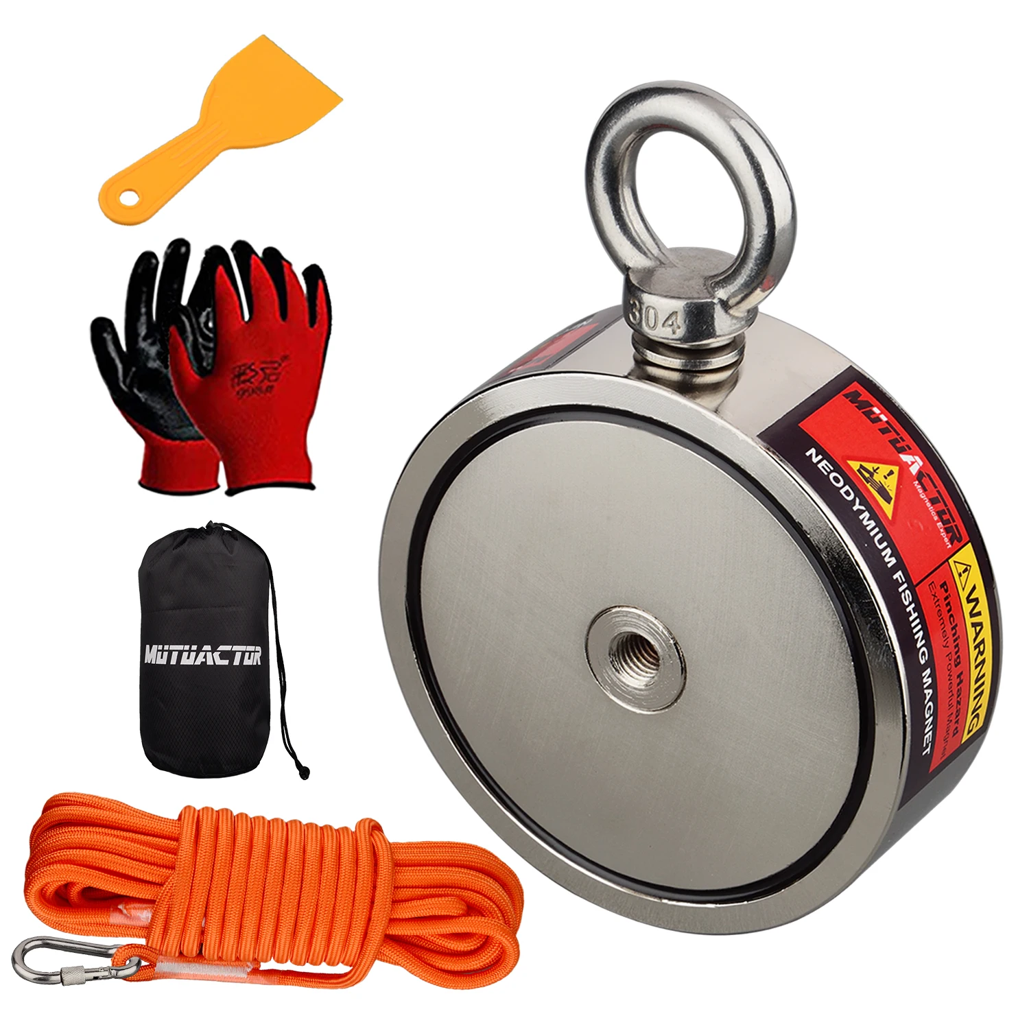 Double Sided 450KG Magnet Power Neodymium N52 Hole Recovery Magnets Magnetic Material Base Fishing Magnet 15m Rope