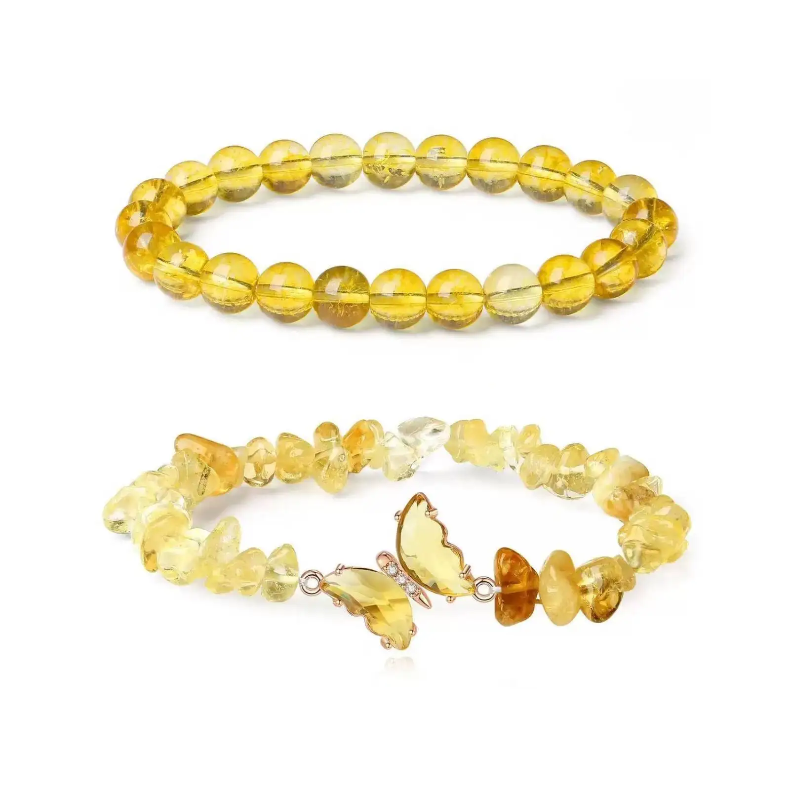 Rundes Perlenarmband mit Naturstein-Schmetterlingsanhänger für Damen, Schmuckgeschenk – Detail 5