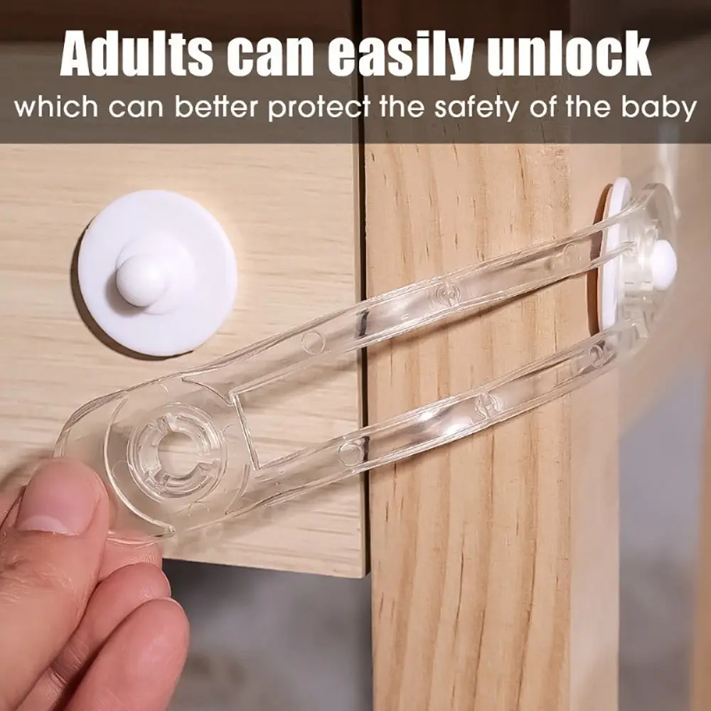 

5Pcs Furniture Accossory Unisex Safety Lock Fridge Cabinet Door Transparent Drawer Fixed Locks Portable ABS Plastic