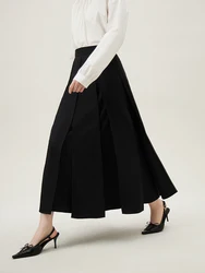 FSLE New Chinese Style Black A-line Skirt for Women Spring New High-waisted Design Improved Horse-faced Skirt Female 24FS11035