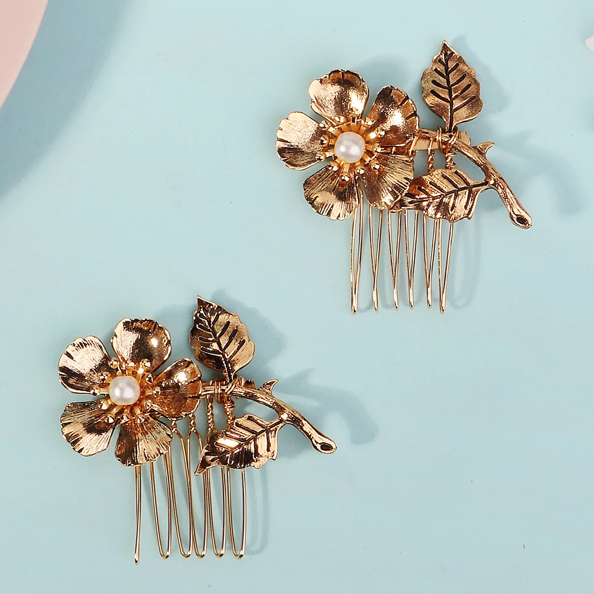 Neueste Gold handgemachte Perle Blume Haarkamm schöne Strass Haarspange Braut Kopfschmuck Hochzeit Zubehör – Detail 14