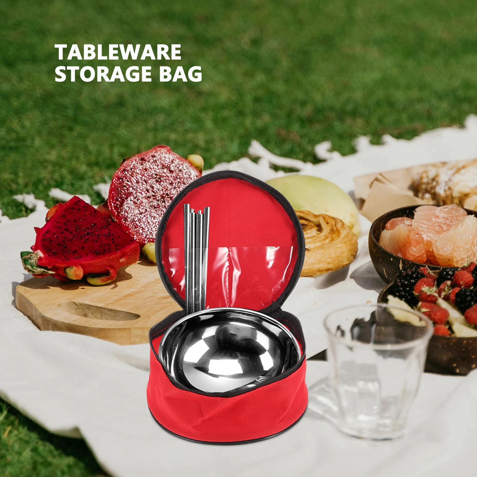 

Camping Tableware Portable Dish Storage Organizer Durable Oxford Cloth Camping Plate Bag For Outdoor Adventures, Picnic