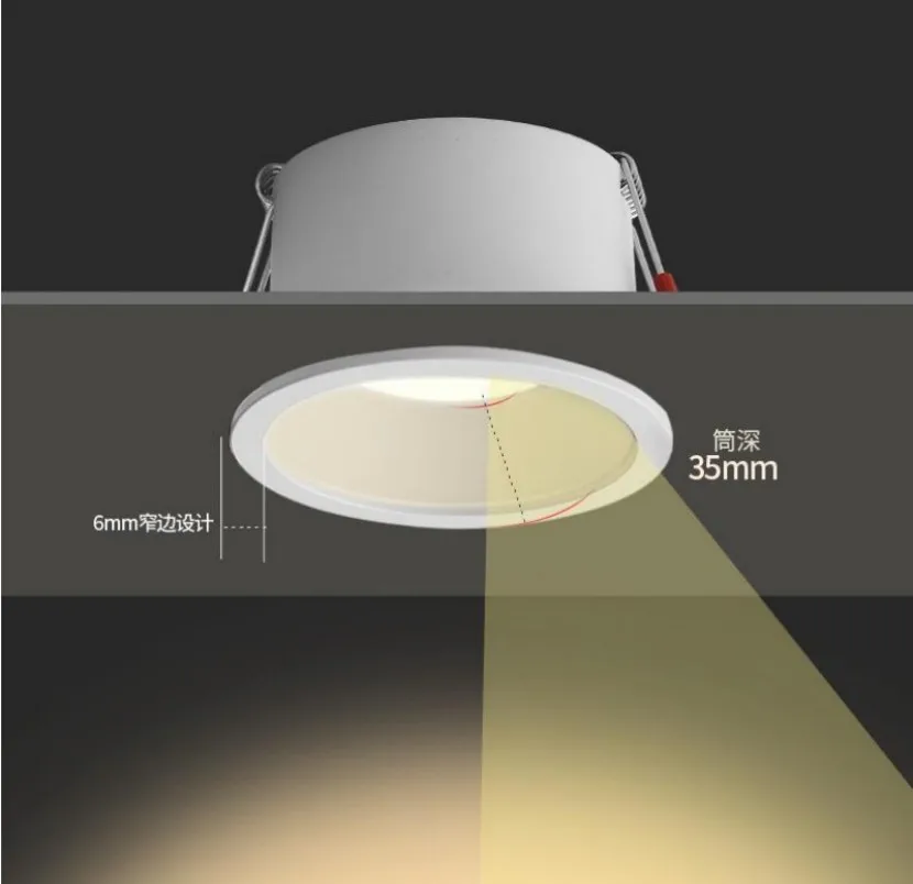 Led sufitowy wpuszczany Downlight Tlight przeciwodblaskowy okrągły reflektor do wystroju domu meble do sypialni kuchnia przeciwodblaskowy ciepły