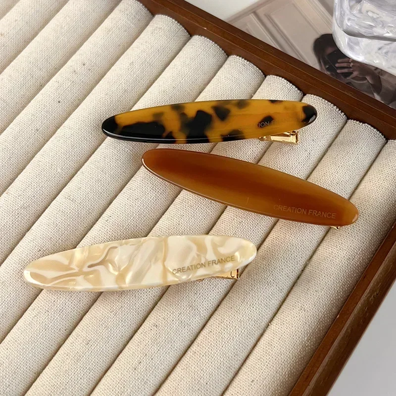 Fashion Amber Acetic Acid Hairpin Women's Forehead Broken Hair Duck Bill Clip Side Clip Headdress Bangs Hairpin Word Clip