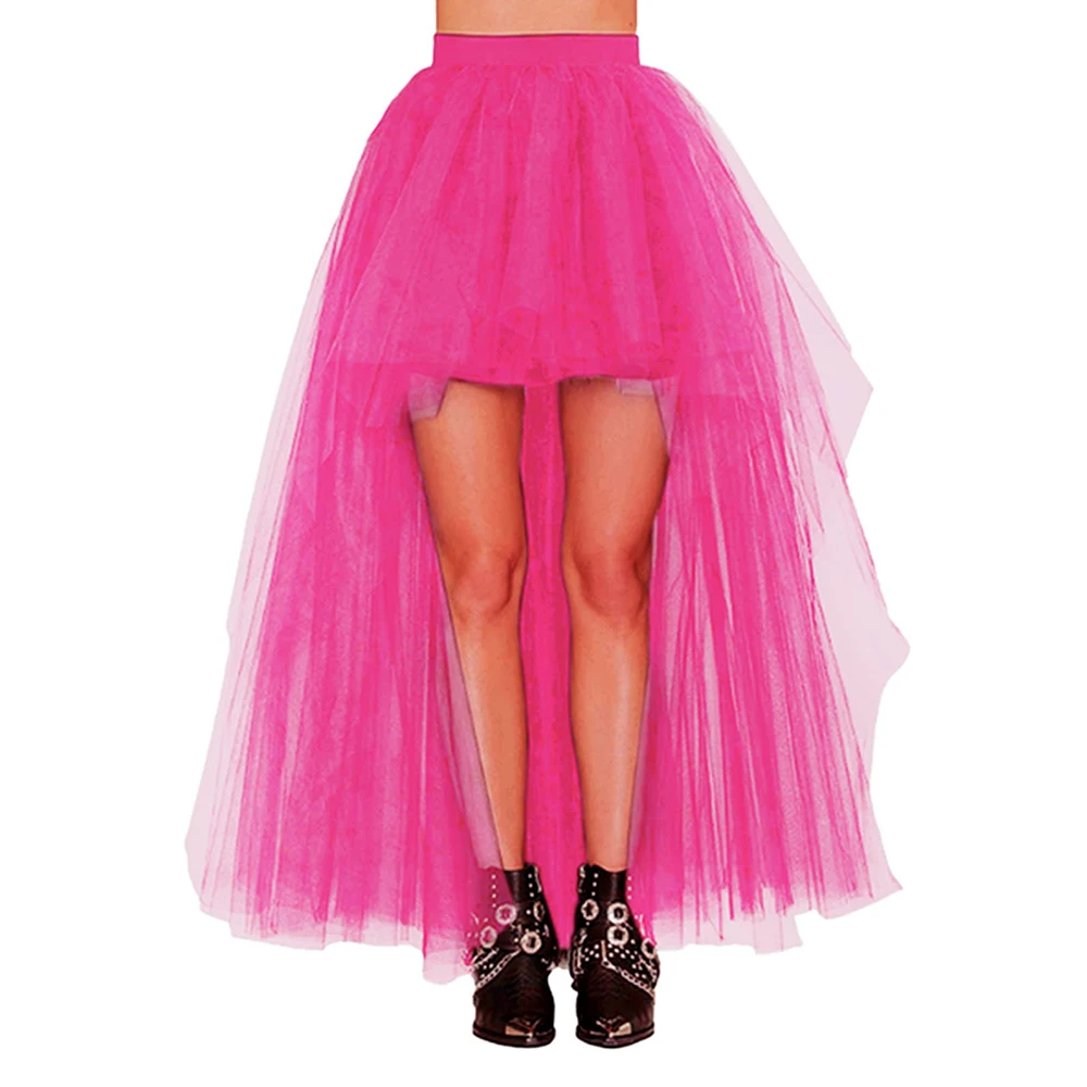 W nowym stylu 7 kolorów New Arrival wysokie-niskie halki do sukienki koktajlowej w pasie wysoka niska siateczkowa spódnica Maxi