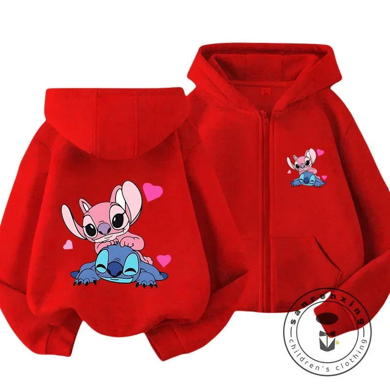 Disney Stitch Kawaii Printed Children\'s Clothing 3 14 Years Old Boys and Girls Clothing Street Casual Sports Warm Soft Hoodie