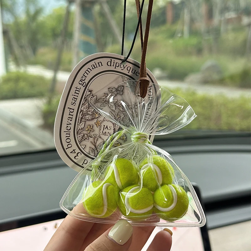 

A Bag of Tennis Balls Pendant with High-end Feel Car Interior Decoration Rearview Mirror Car Gift