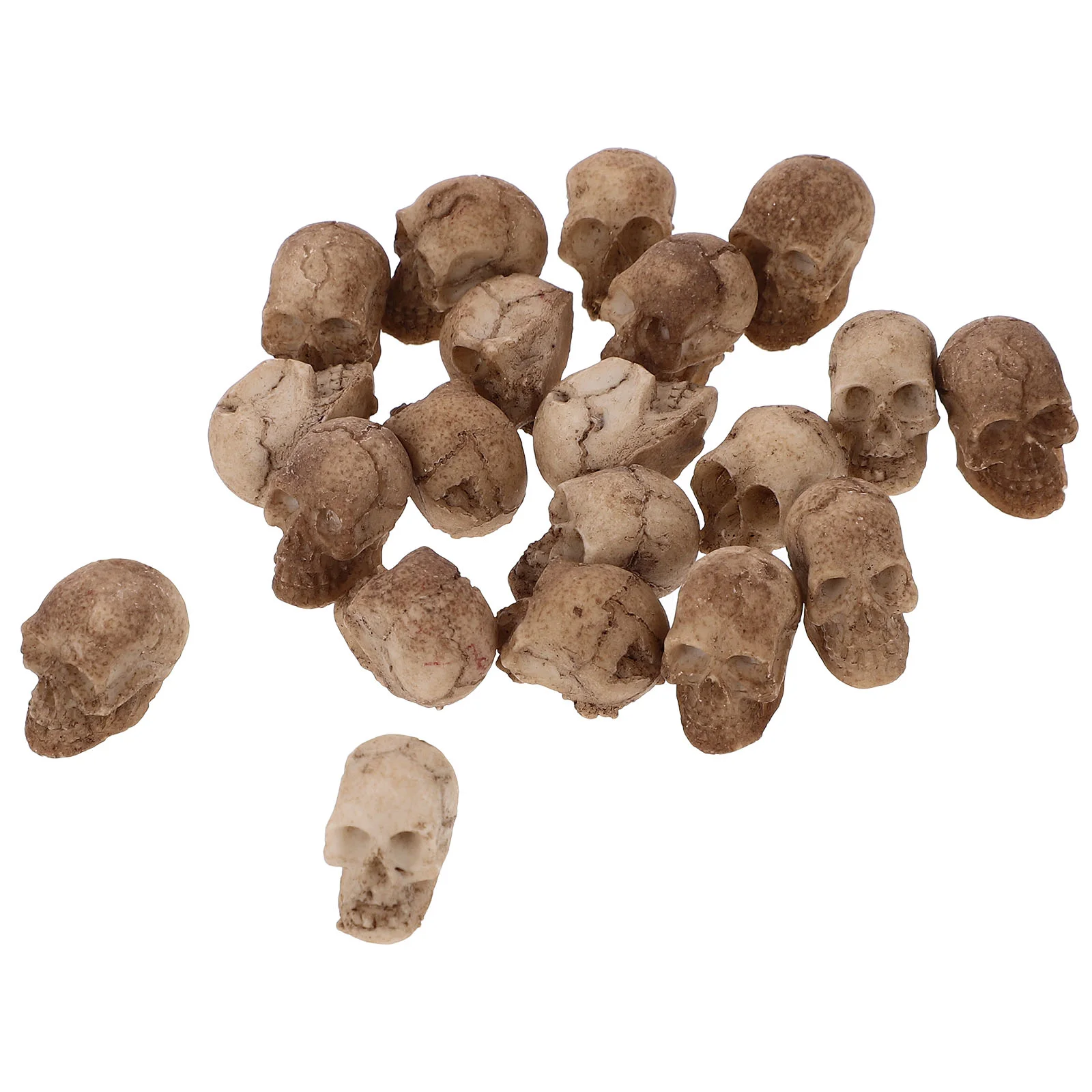 20 Pcs Resin Skull Small Head Ornament Office Halloween Decorations Lifelike Model Haunted House Prop Creep Tabletop Decors