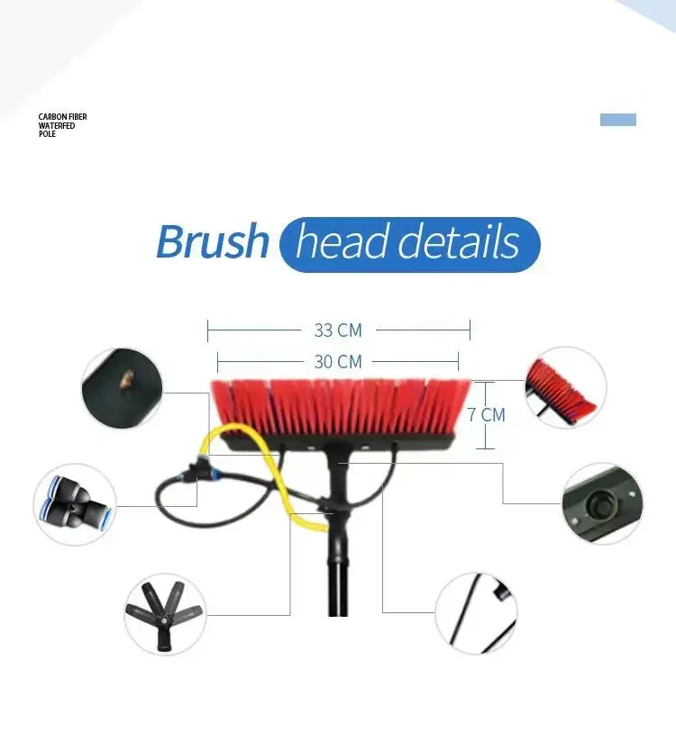 

Telescoping Carbon Fiber Pole Brush Head and Connection Accessories for Cleaner