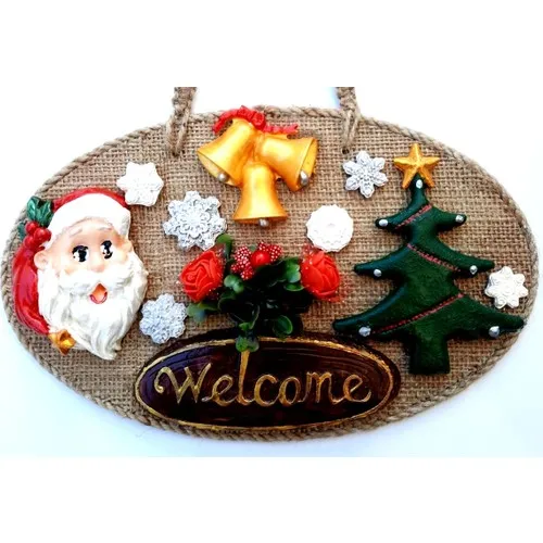 Mixperi Welcome Written Christmas Babalı Handmade Christmas Door Ornament