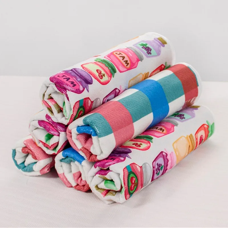 

1Pc 40x60cm Polyester Printed Kitchen Towel Restaurant Thickened Absorbent Cup Wiping Cleaning Cloth